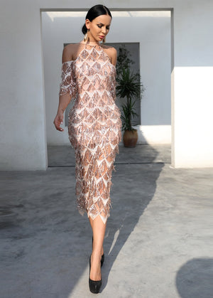 Women Dress - Beige Knee Length Dress