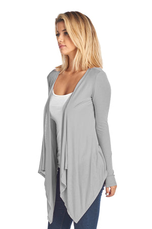Women's Short Long Sleeve Cardigan With Open Front Made In USA