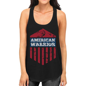 American Warrior Womens Black Crewneck Graphic Tanks Gift For Her