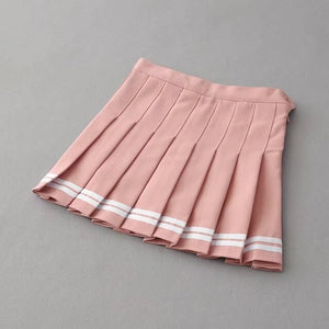Women Preppy Style Mini High Waist Skirt