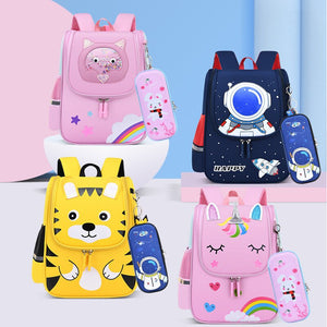 Fengdong Little Girl School Bags Kids Cute Bookbag Rainbow Schoolbag Small Backpack Student Pencil Bag Set Kindergarten Backpack