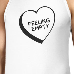 Men's Tank Tops - Feeling Empty Heart White Cotton Tanks For Men Humorous Design Top