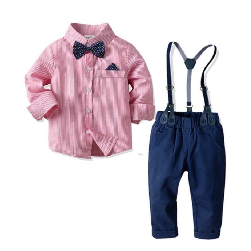 Baby Boy Cotton Long Sleeved Pendant Bow Tie Shirt Trousers