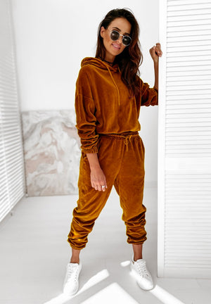 Velour Two Piece Sets Women Tracksuit Velvet Pant Sets Woman  Solid Top and Pants Suit Fashion Streewear Conjuntos De Mujer 2021