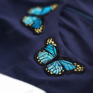 Elegant Embroidery Butterfly Sleeveless Vestidos Pure Color A-Line Business Party Women Flare Dress