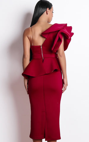 Women Dresses - Red Ankle Length Cocktail Dress
