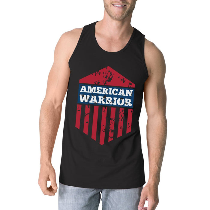 Men's Tank Tops - American Warrior Black Crewneck Graphic Tanks For Men Gift For Him