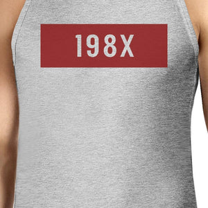 Workout Tank Tops - 198X Mens Gray Cotton Sleeveless Top Simple Design Graphic Tanks