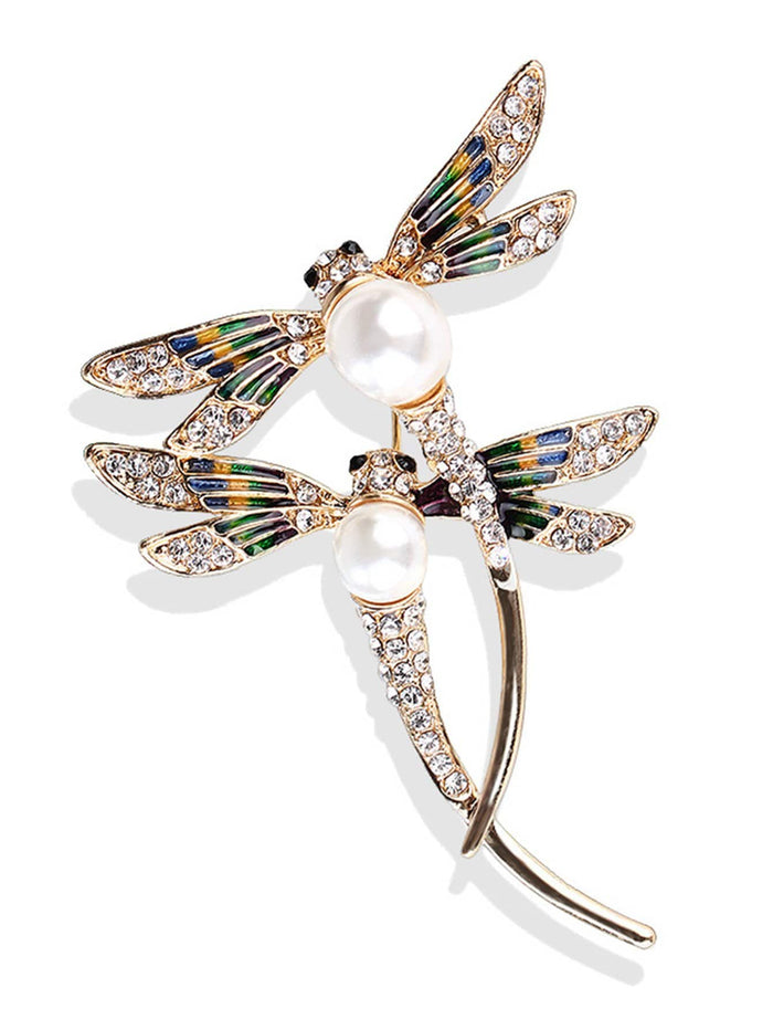 Fancy Brooches - Double Dragonfly Design Brooch