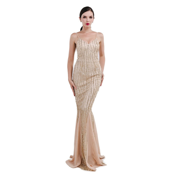 Women Dresses - Gold Evening Gown