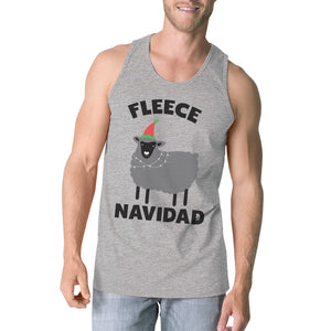 Graphic Tank Tops - Fleece Navidad Mens Cotton Made Funny Christmas Workout Tank Top