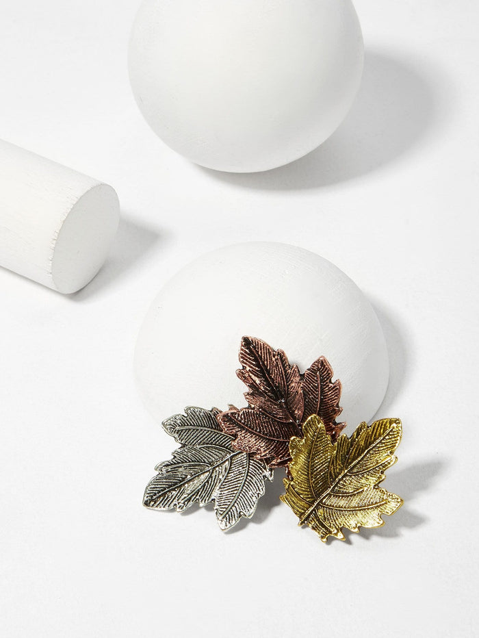 Womens Brooches - Layered Leaf Shaped Brooch