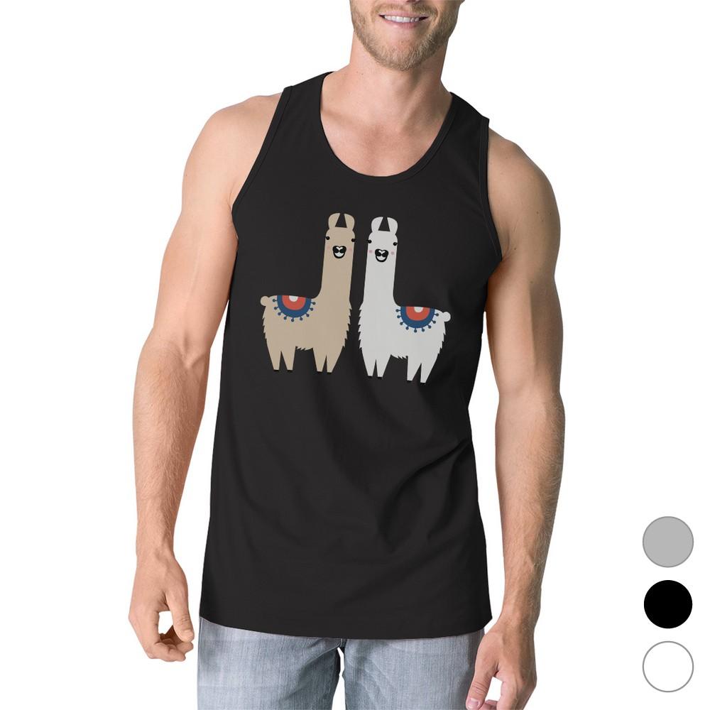 Graphic Tank Tops - Llama Pattern Mens Funny Gym Workout Tank Top Funny Gift For Him