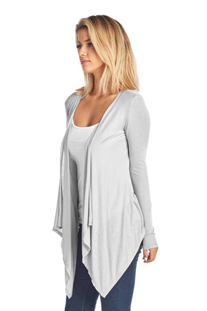 Women's Short Long Sleeve Cardigan With Open Front Made In USA