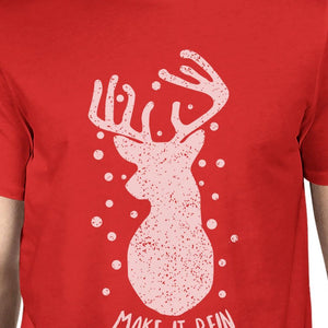 Make It Rein Vintage Reindeer Mens Red Shirt