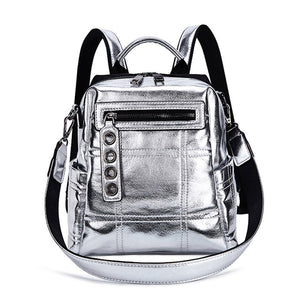 Glitter Backpack Women Shoulder Bag Multifunction Backpacks for Teenage Girls Schoolbag Female Rucksack Travel Bag Silver