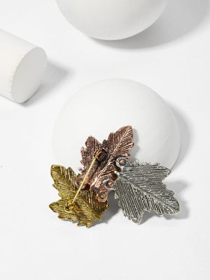 Womens Brooches - Layered Leaf Shaped Brooch