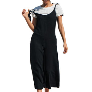 Women Loose Sleeveless Jumpsuit Summer Sexy Casual Pocket