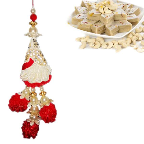 1 Rakhi - American Diamond Rakhi For Ladies With Kaju Katli