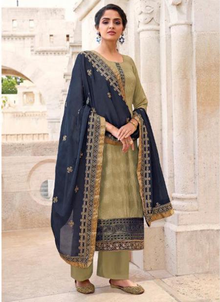 Beige Chinnon Festival Wear Embroidery Work Palazzo Suit