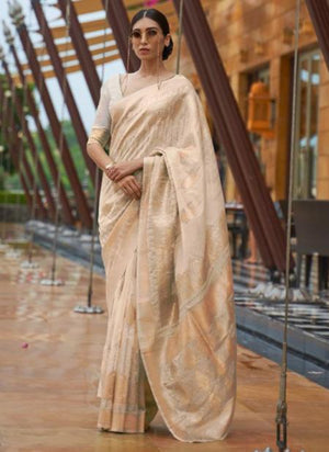 Beige Modal Silk Festival Wear Sequins Work Saree