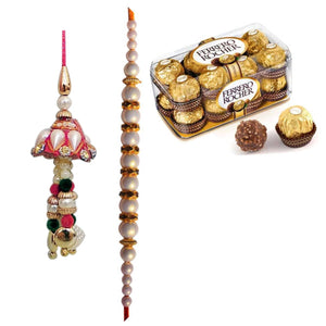 2 Rakhi - Bhaiya Bhabhi Rakhi Set With Ferrero Rocher Chocolate Box