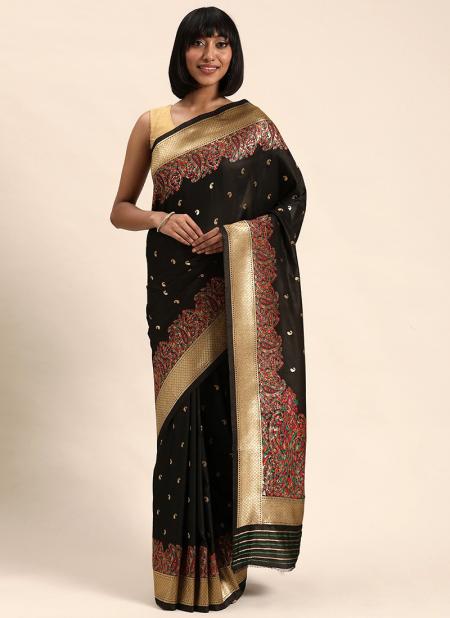 Black Silk Traditional Wear Weaving Saree