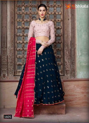 Blue Georgette Party Wear Sequins Work Lehenga Choli