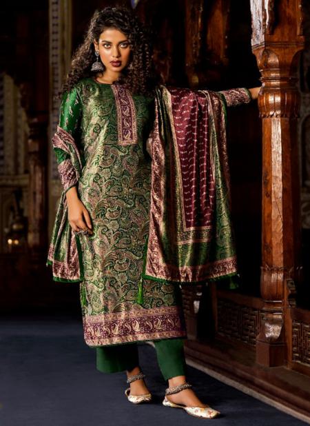 Bottle Green Pure Velvet Traditional Wear Digital Printed Palazzo Suit