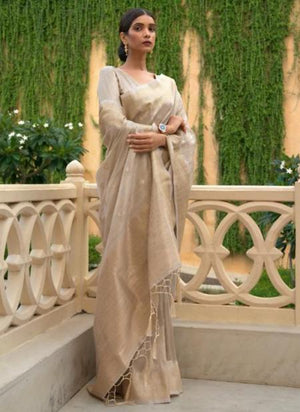 Brown Silk Party Wear Weaving Saree