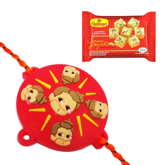 1 Rakhi - Chota Bheem Round Belt Rakhi With Soan Papdi
