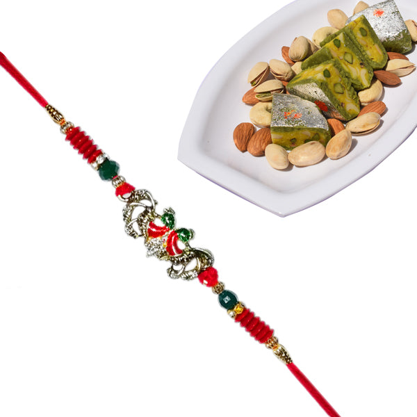 1 Rakhi - Colorstone Rakhi With Kaju Pista Pan