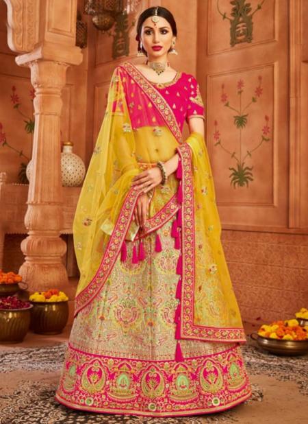 Cream Fancy Silk Bridal Wear Zari Work Lehenga Choli