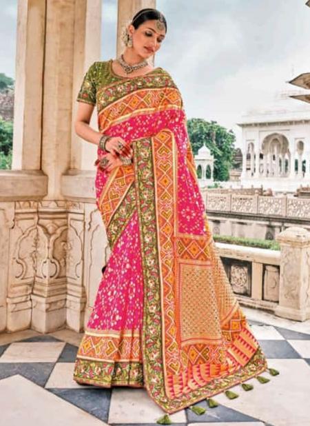 Dark Pink Pure Silk Reception Wear Weaving Saree