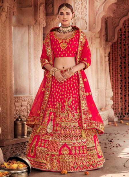 Dark Pink Silk Bridal Wear Heavy Embroidery Work Lehenga Choli