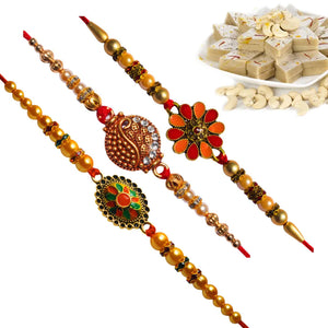 3 Rakhi - Fancy Rakhi With Kaju Katli