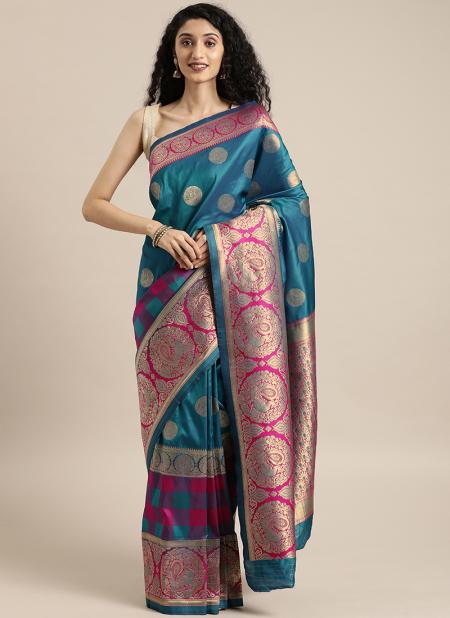 Firozi Silk Traditional Wear Weaving Saree