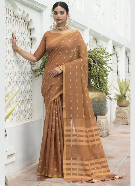Golden Cotton Traditional Wear Weaving Saree