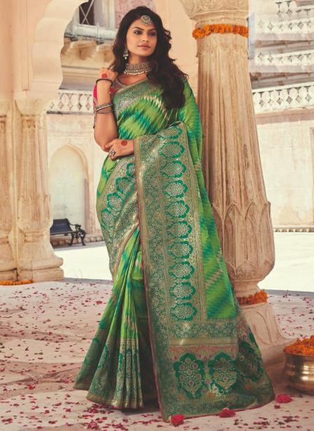 Green Banarasi Silk Wedding Wear Weaving Saree