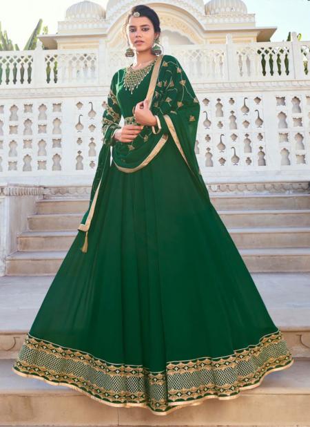 Green Blooming Wedding Wear Embroidery Work Readymade Salwar Suit