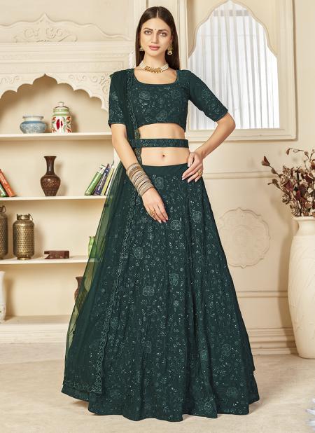 Green Georgette Party Wear Sequins Work Lehenga Choli