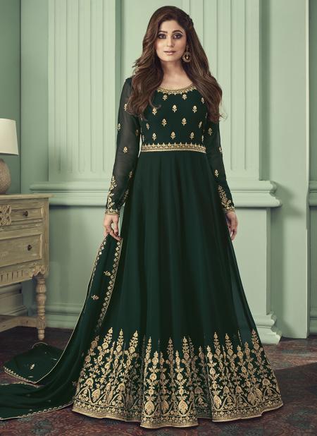 Green Georgette Wedding Wear Embroidery Work Anarkali Suit