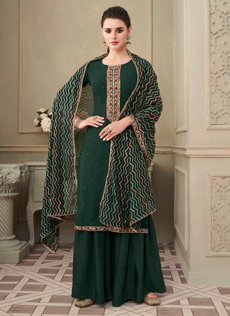 Green Georgette Wedding Wear Embroidery Work Sharara Suit
