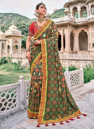 Green Pure Silk Reception Wear Weaving Saree