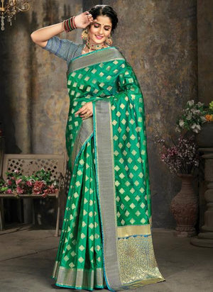 Green Silk Wedding Wear Weaving Saree