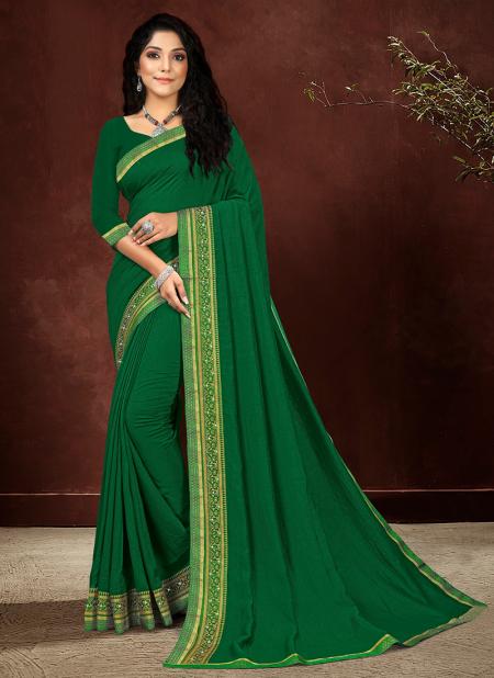 Green Vichitra Silk Traditional Wear Stone Work Saree