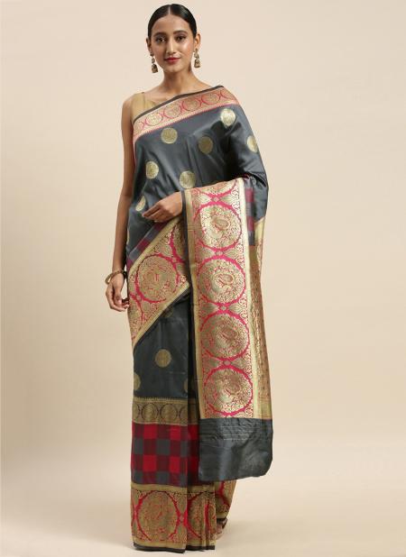 Grey Silk Festival Wear Weaving Saree