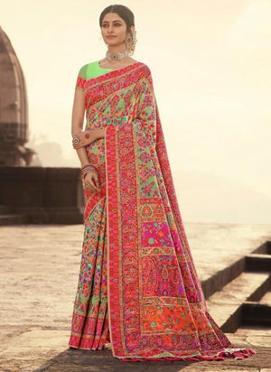 Light Green Banarasi Silk Wedding Wear Weaving Saree