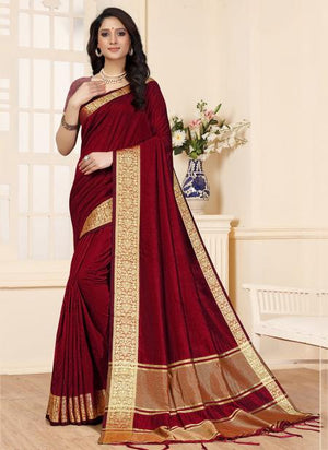 Maroon Soft Silk Festival Wear Weaving Saree