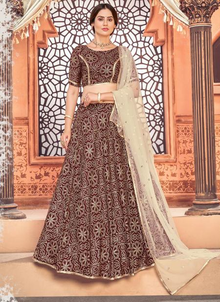 Maroon Tapeta Silk Festival Wear Foil Printed Lehenga Choli